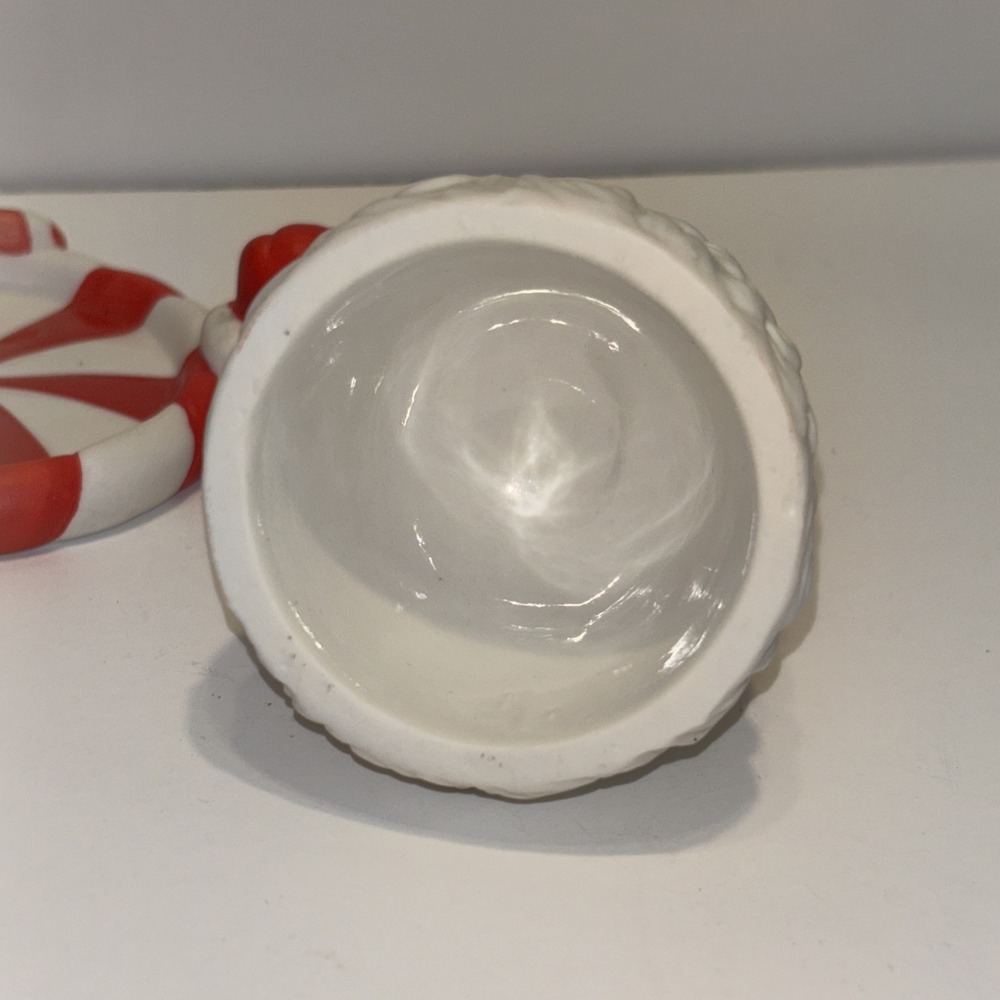 RETIRED Partylite Peppermint Bark Ceramic Santa Candle Snuffer 5.5 Inches Tall - Picture 5 of 5